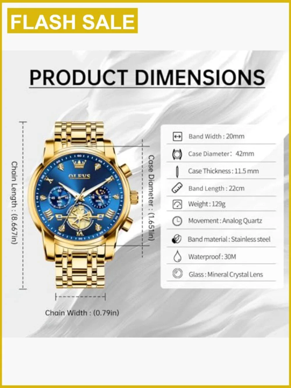 Men's Stainless Steel Chronograph Watch Silver Black Roman Numeral Dress